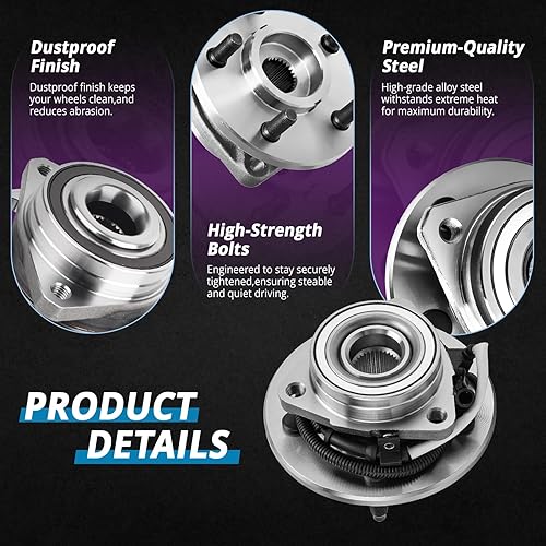 Miniatura 2 de Buje de rueda delantera 4WD de 5 lengüetas y cojinete para Ford F-150 2004 2000 2001 2002 2003 2004 Ford F-150 Heritage 2002-2004 Reemplazo de