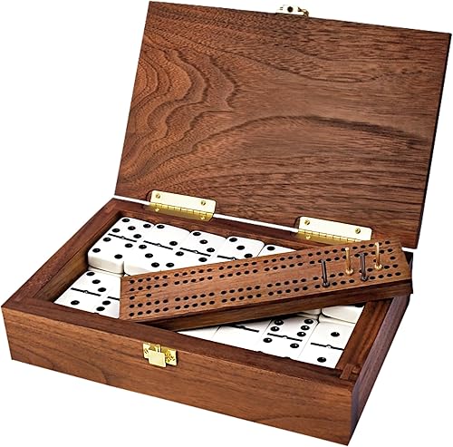 Miniatura 8 de Alex Cramer - Juego de dominó doble de 6 ruedas con spinners. Juego de dominó de lujo en estuche de nogal de lujo hecho en Estados Unidos