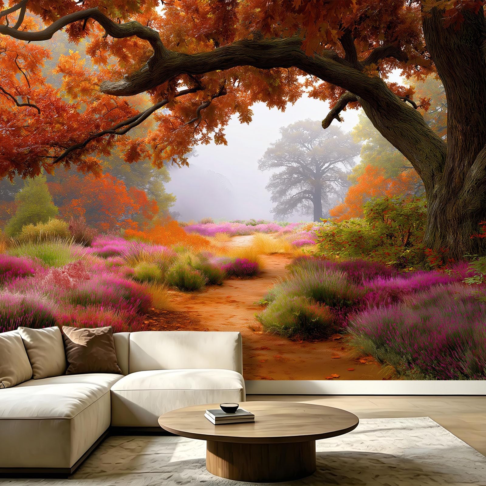 WTD - Papel pintado fotográfico (fieltro, 300 x 210 cm), diseño de bosque de otoño