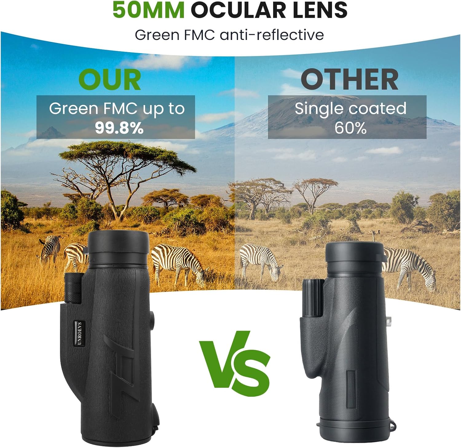 12x50 Monocular Telescope with Smartphone Holder & Tripod, High Power Monoculars with Zoom Focus for Adults, Compact Monocular with Bak4 Prism and Fmc Lens for Hiking Bird Watching Gifts for Men - Image 6