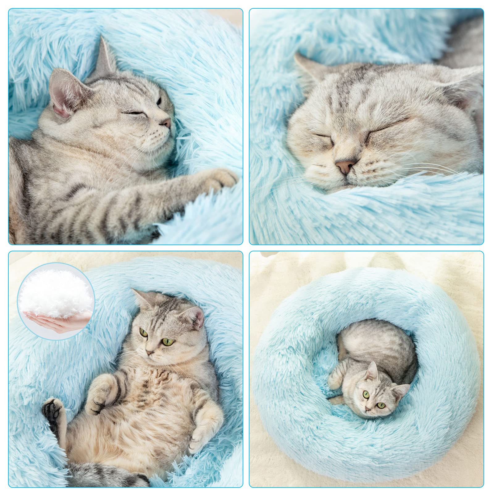 Nisrada Cuccia per gatti da interni, 60 cm, per cani di piccola taglia, lavabile, rotonda, per cuccioli e gattini, con fondo antiscivolo