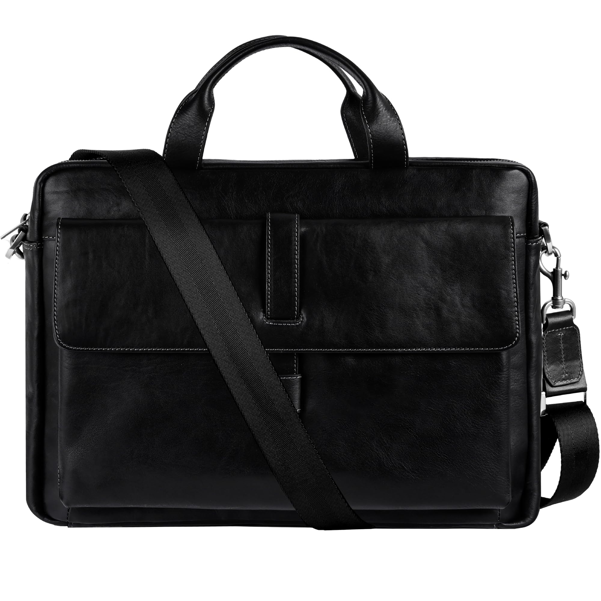 Time Resistance Leather Briefcase - Italian Handmade Leather Laptop Bag - Handbag for Men and Women
