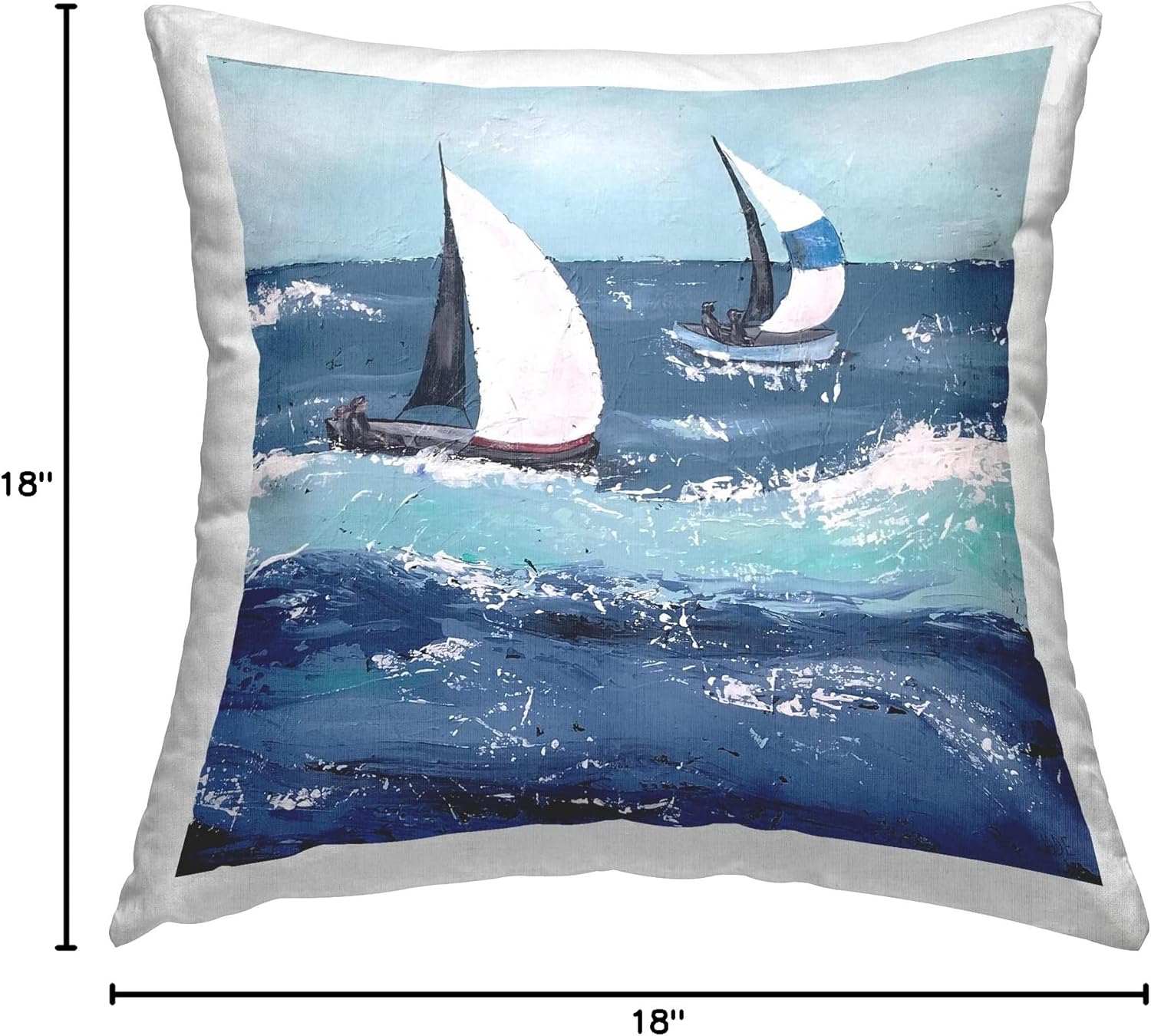 Stupell Industries Marine Sailboats Ocean Splash Design by Jade Reynolds Throw Pillow