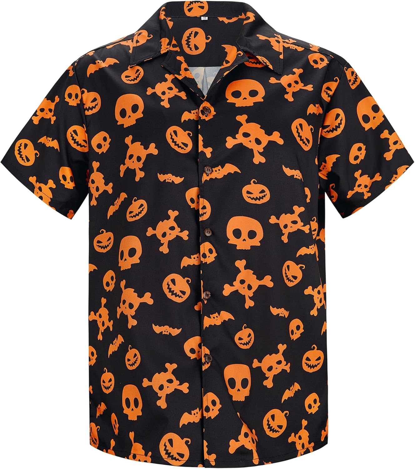 Durio Halloween Shirt for Men Pumpkin Skeleton Short Sleeve Button Down Men's Casual Shirts Gifts for Men Halloween Costume