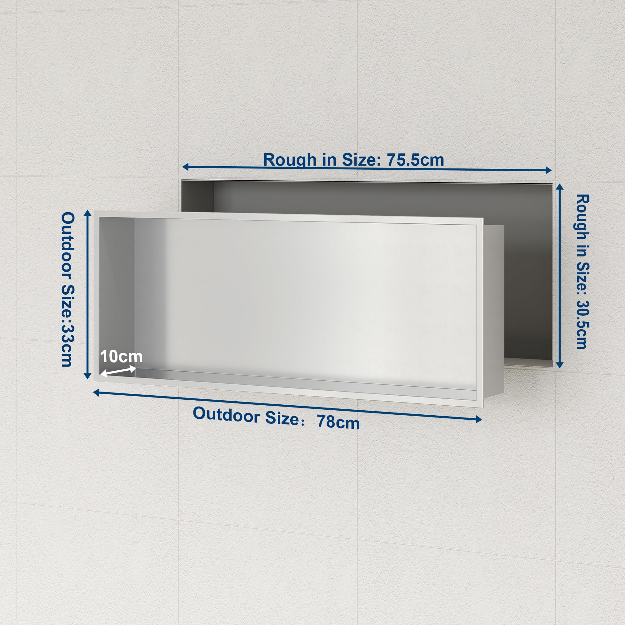 Niche Encastrable Niche De Douche Acier Inoxydable 45x30cm - Encastrable Murale - Rangement Salle De Bain Moderne Etagere Rangement