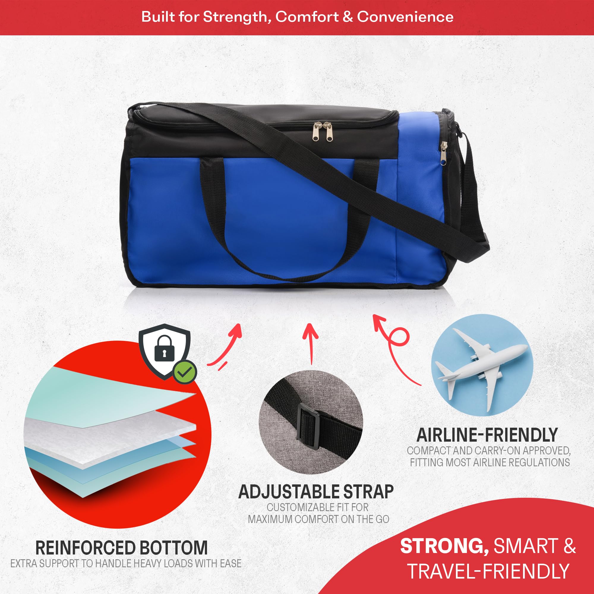 Meteor Borsa Palestra 20 L / 40 L – Borsone Sportivo Uomo Donna, Leggera e Resistente, con Tasca Laterale per Accessori, Ideale per Viaggi e Allenamento