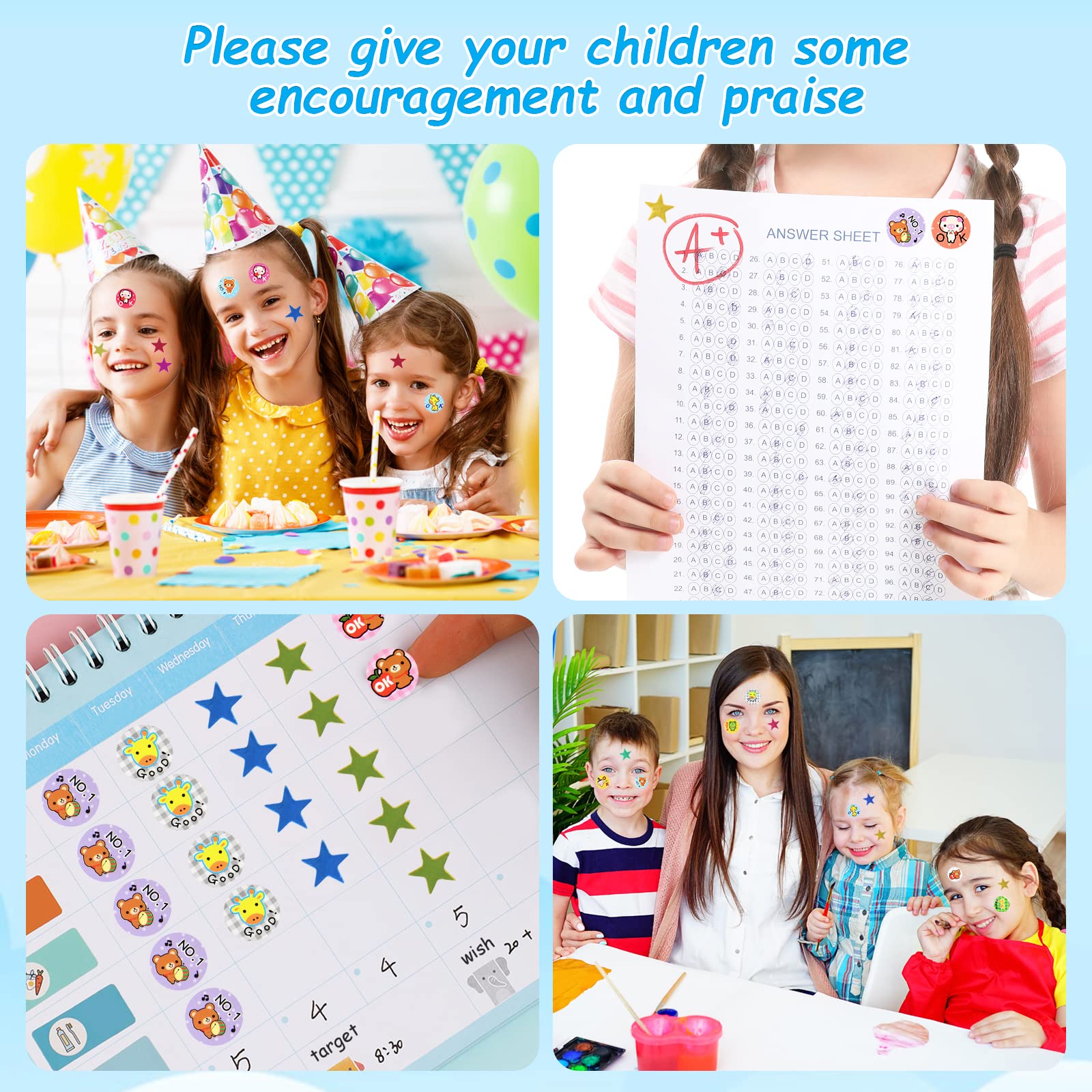 100 Pz Adesivi Ricompensa Bambini Insegnanti Genitori Bambini Lode - Foto 7