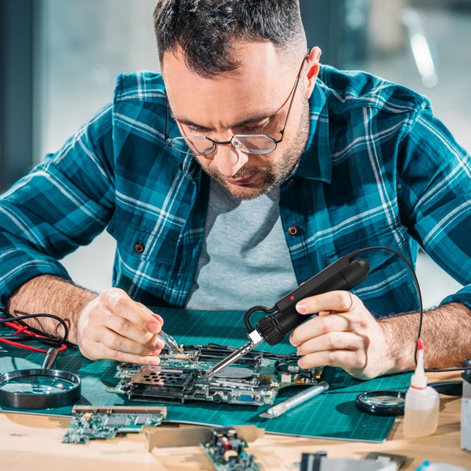 Pompe à dessouder électrique 350 W, fer à souder avec buses 1,0-2,5 mm