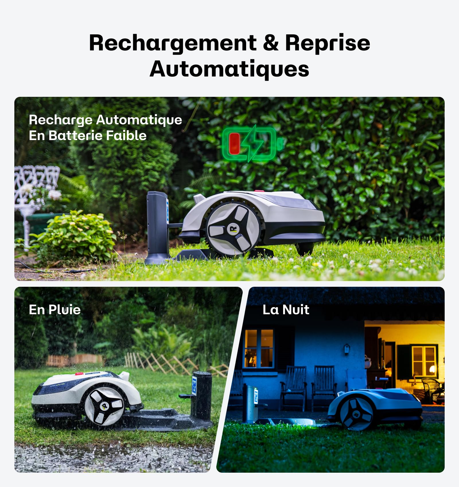 Raccoon 2 SE Robot Tondeuse 600m² Vision sans RTK Tonte en U Forme 5Ah Recharge Rapide 150mins Autonomie