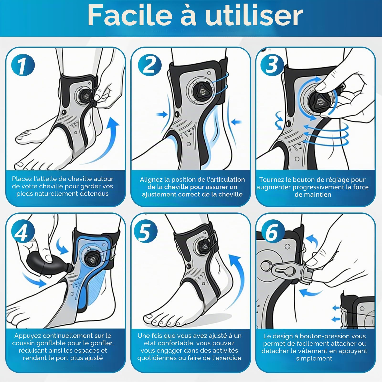 BRGD 1 Paire Orthèse de Pied Tombant, Réglable Bande de Soutien du Pied Stabilisateur de Cheville pour Chaussures, L'entraînement et Marche