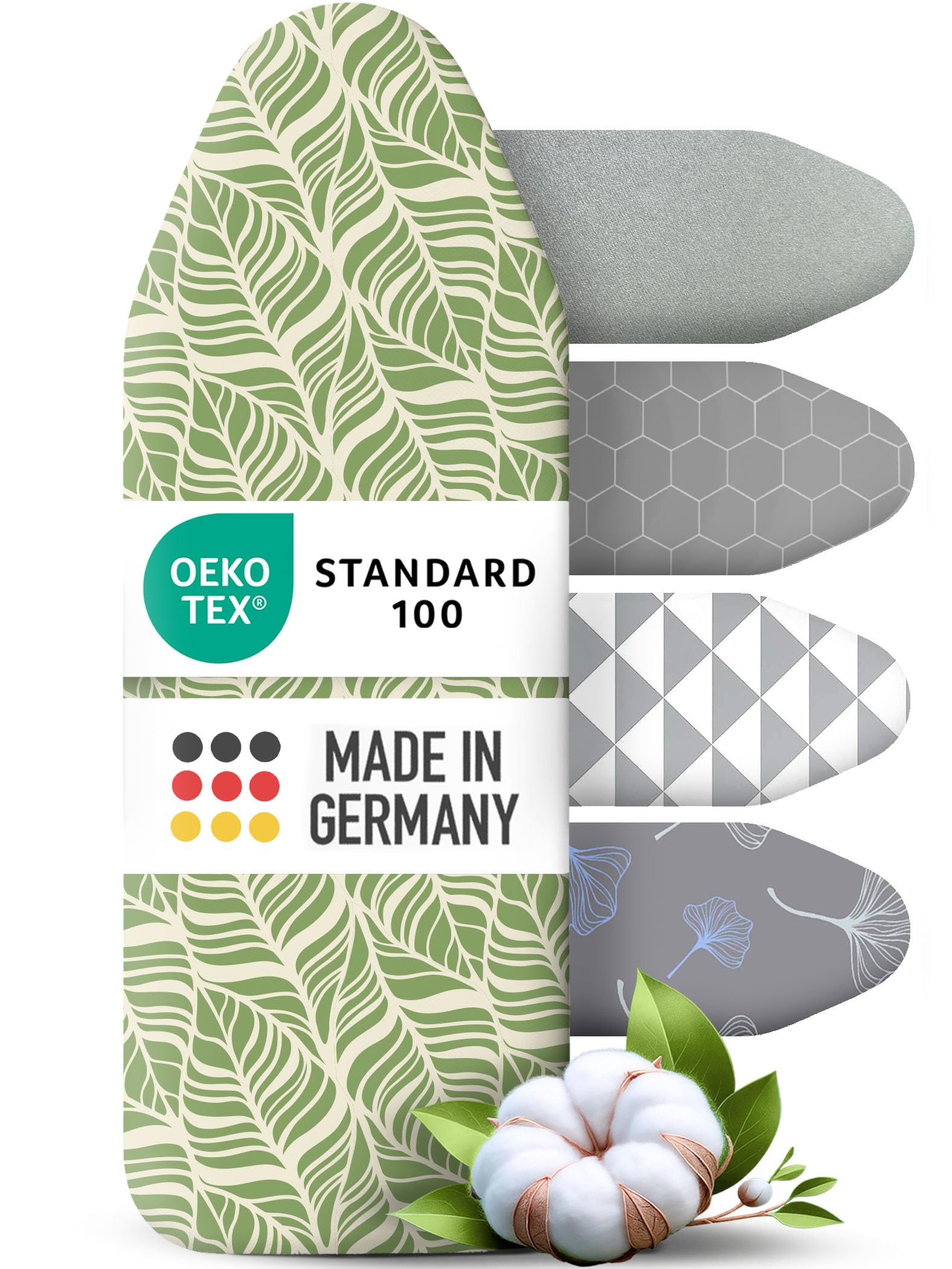 Arteneur Botanical - Made In Germany Ironing Board Cover 120X40 | Heat Reflective | Elastic Band | Oekotex100 | 5 Sizes | Padding | Ironing Board Cover For Steam Irons | Ironing Table Cover M