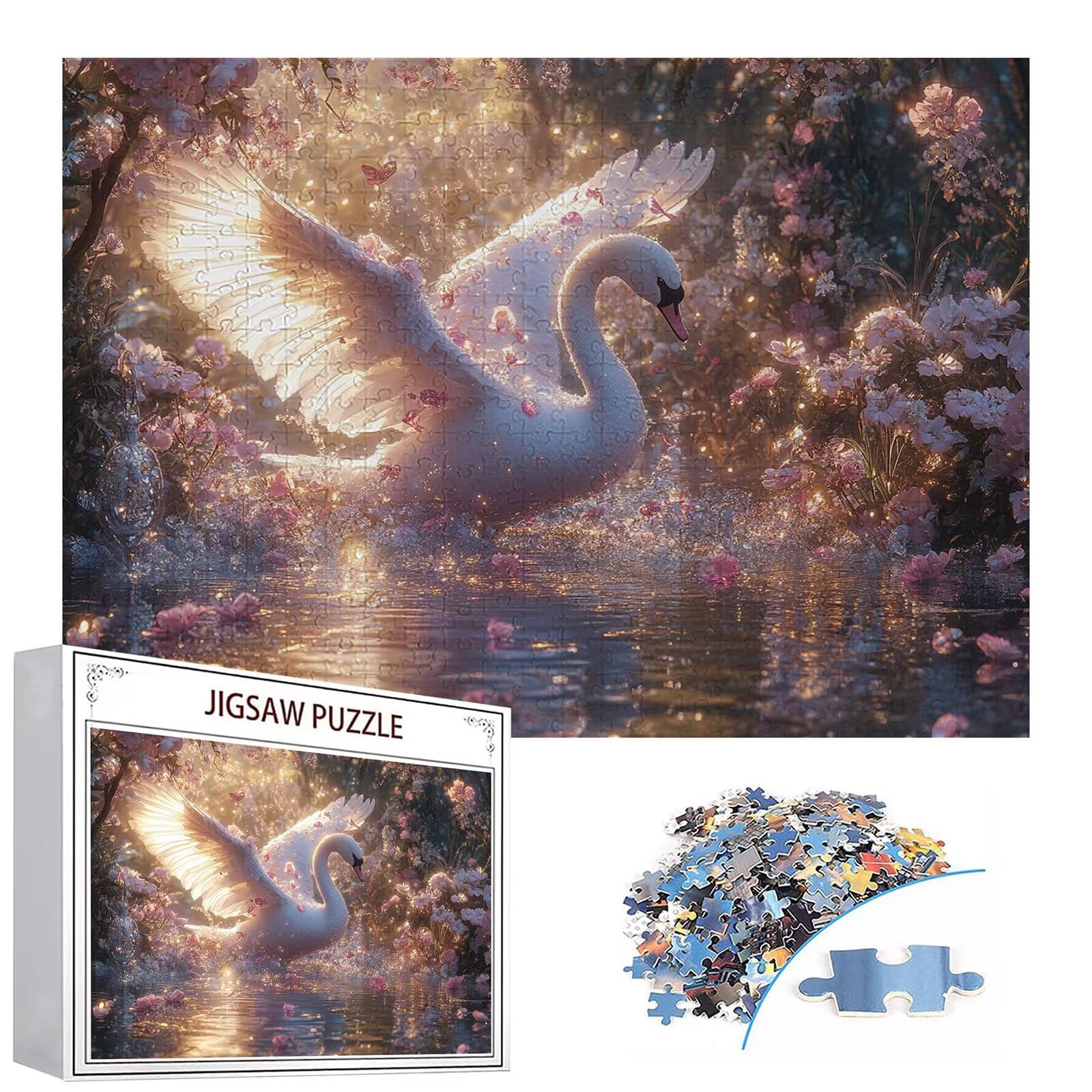 Puzzle 4000 elementów łabędź puzzle dla dorosłych kwiaty 141 x 87 cm Unikalne rzemiosło klasyczne drewniane układanka 3D do rodzinnych gier biznesowych, układanka do samodzielnego wykonania nawet do
