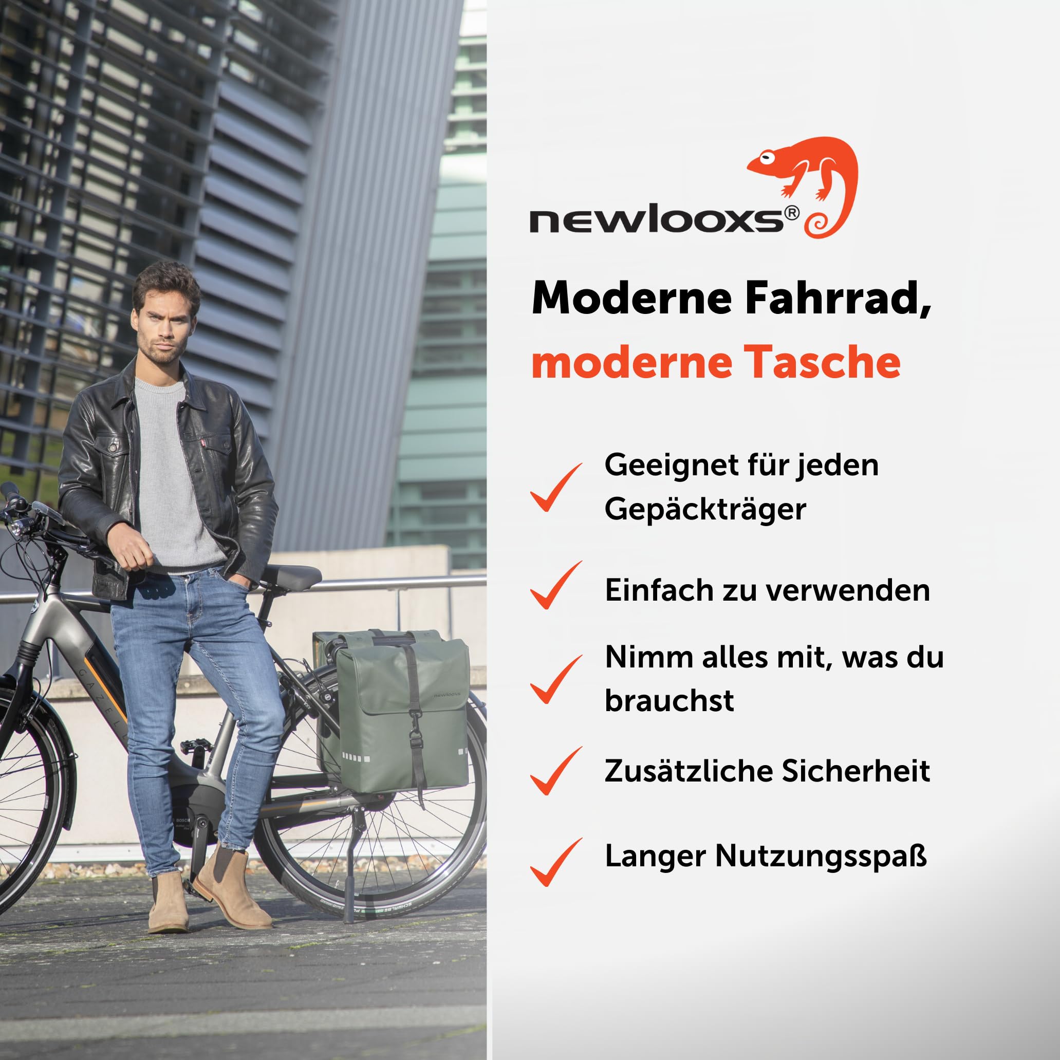 Newlooxs Bagażnik rowerowy Odense Double Khaki - 39 litrów - 340x380x160mm