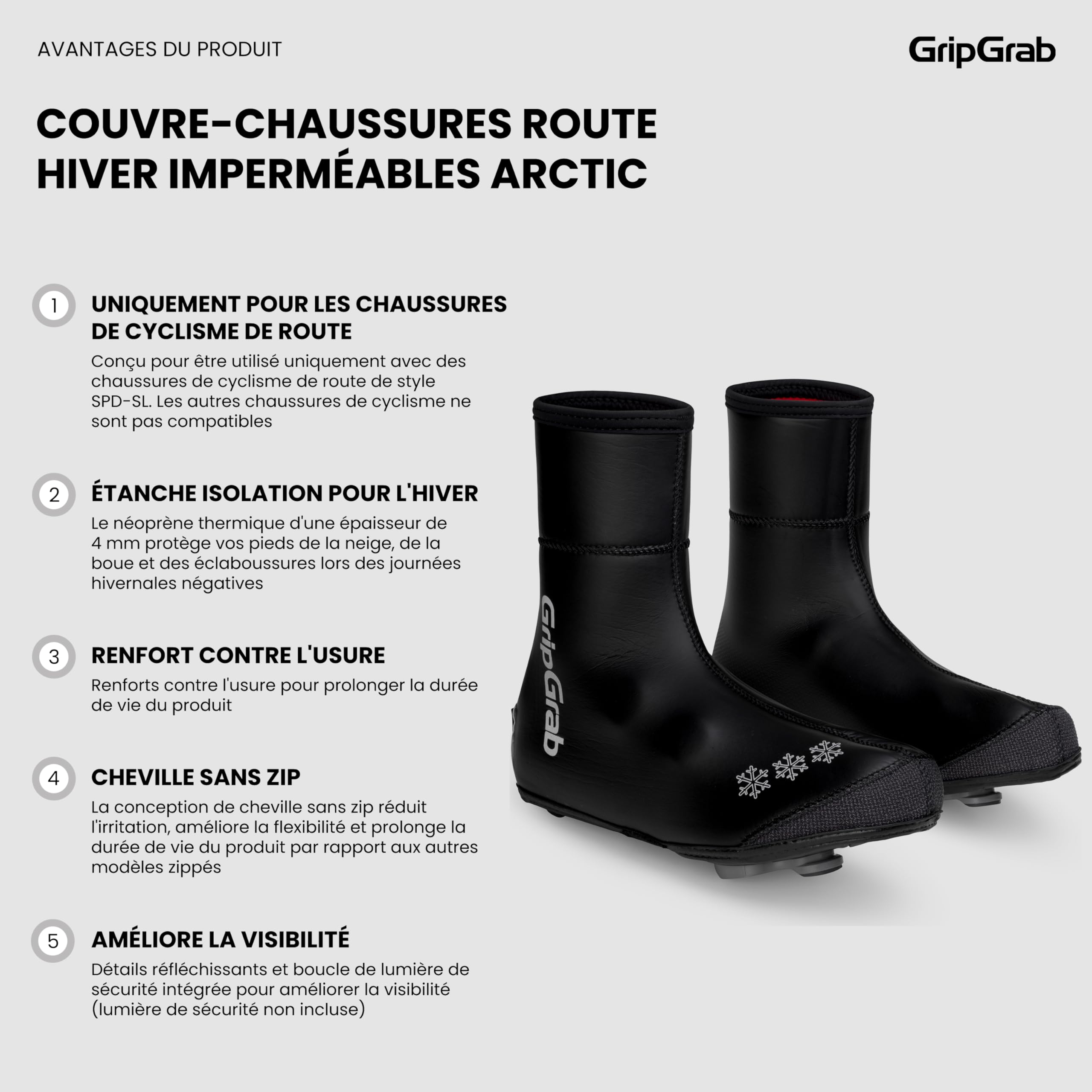 GripGrab Arctic Waterproof Deep Winter Road Bike Overshoes Warm Thermal Fleece Lined Cold Weather Cycling Shoe Covers