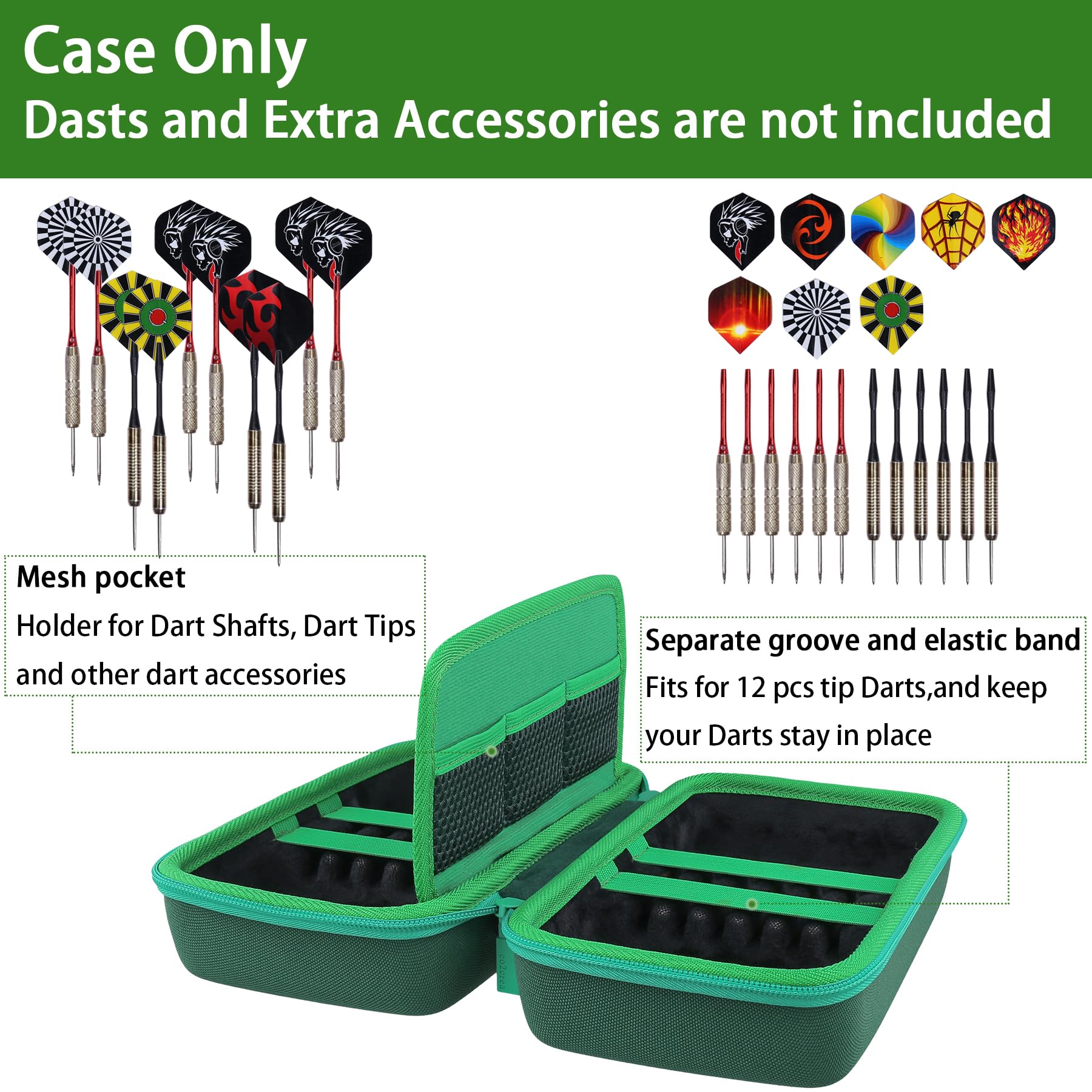 co2CREA Hard EVA Shell Storage Dart Case for 12 Steel Tip or Soft Tip Darts - Image 4