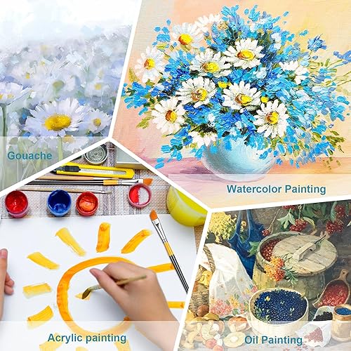 Miniatura 7 de Pinceles de pintura acrílica, juego de pinceles planos en ángulo, pinceles de pintura para artistas pequeños para manualidades acrílicas, acuarela,