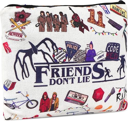 Stranger Themed Things Zipper Pouch Makeup Bag Friends Gifts TV Show Merchandise Cosmetic Case Make Up Bag Travel Toiletry Bag for Teens Girls Women