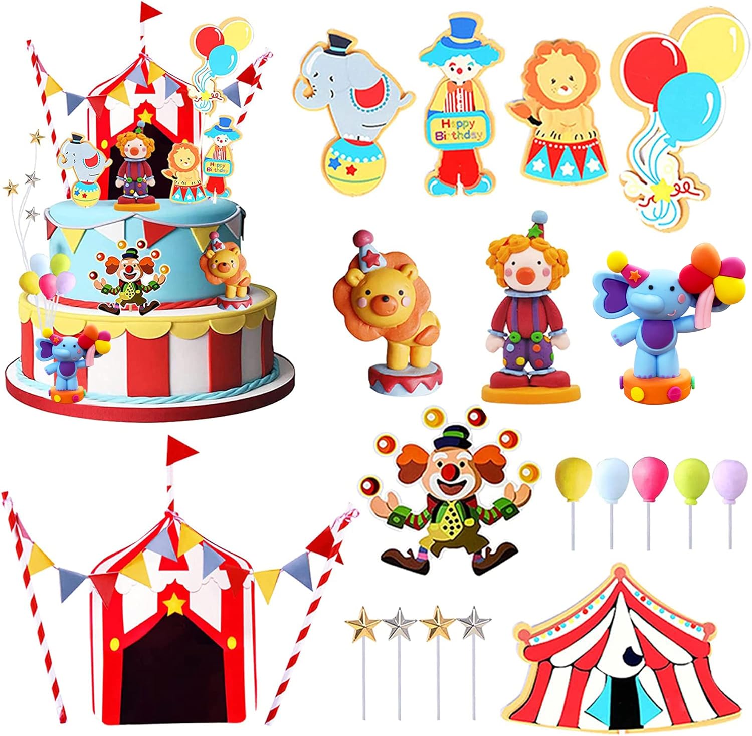 Circus Cake Toppers Carnival Cupcake Toppers Circus