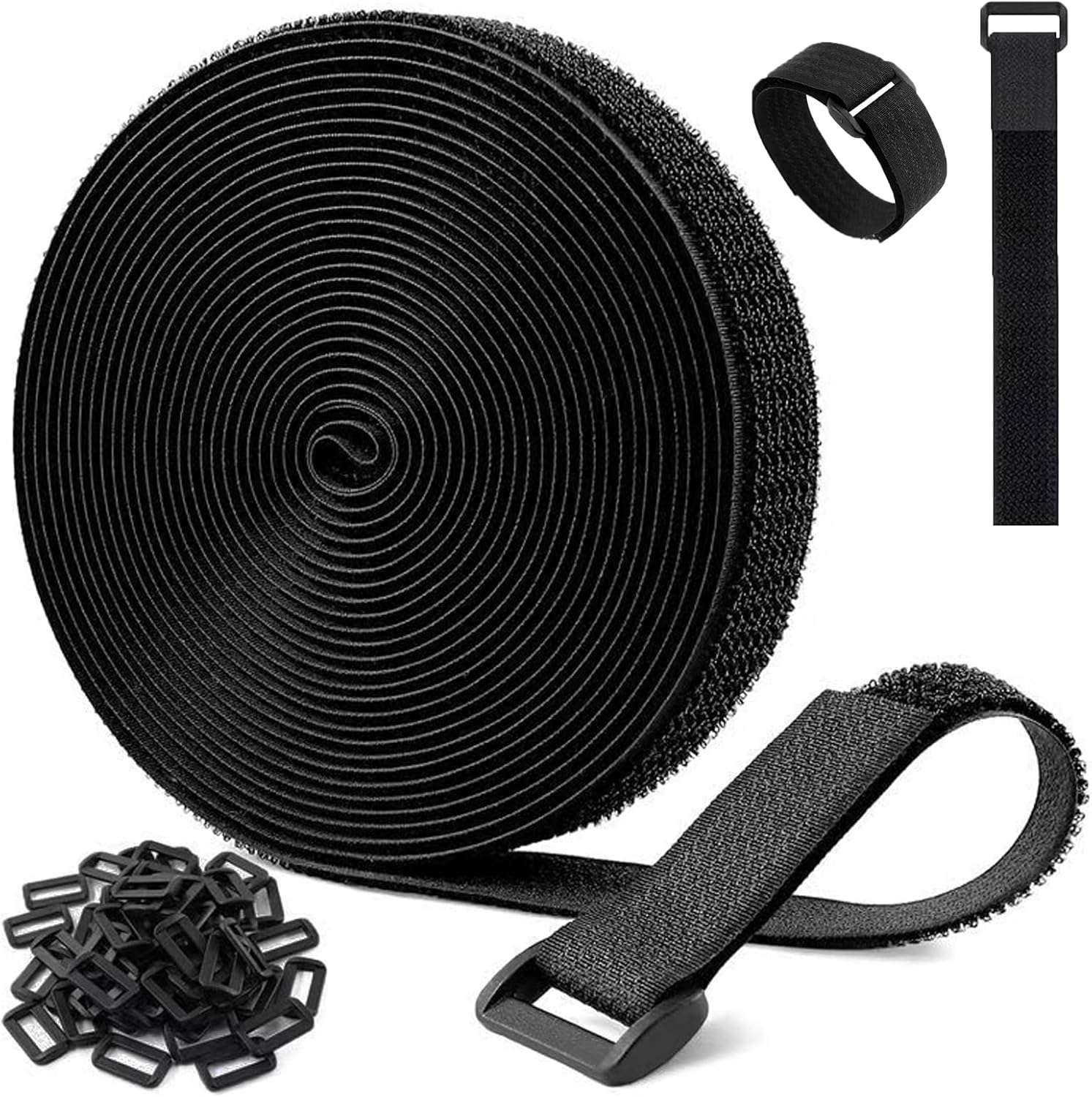 5M Velcro Cable Ties Adjustable Cable Straps with 30 Buckles, Free