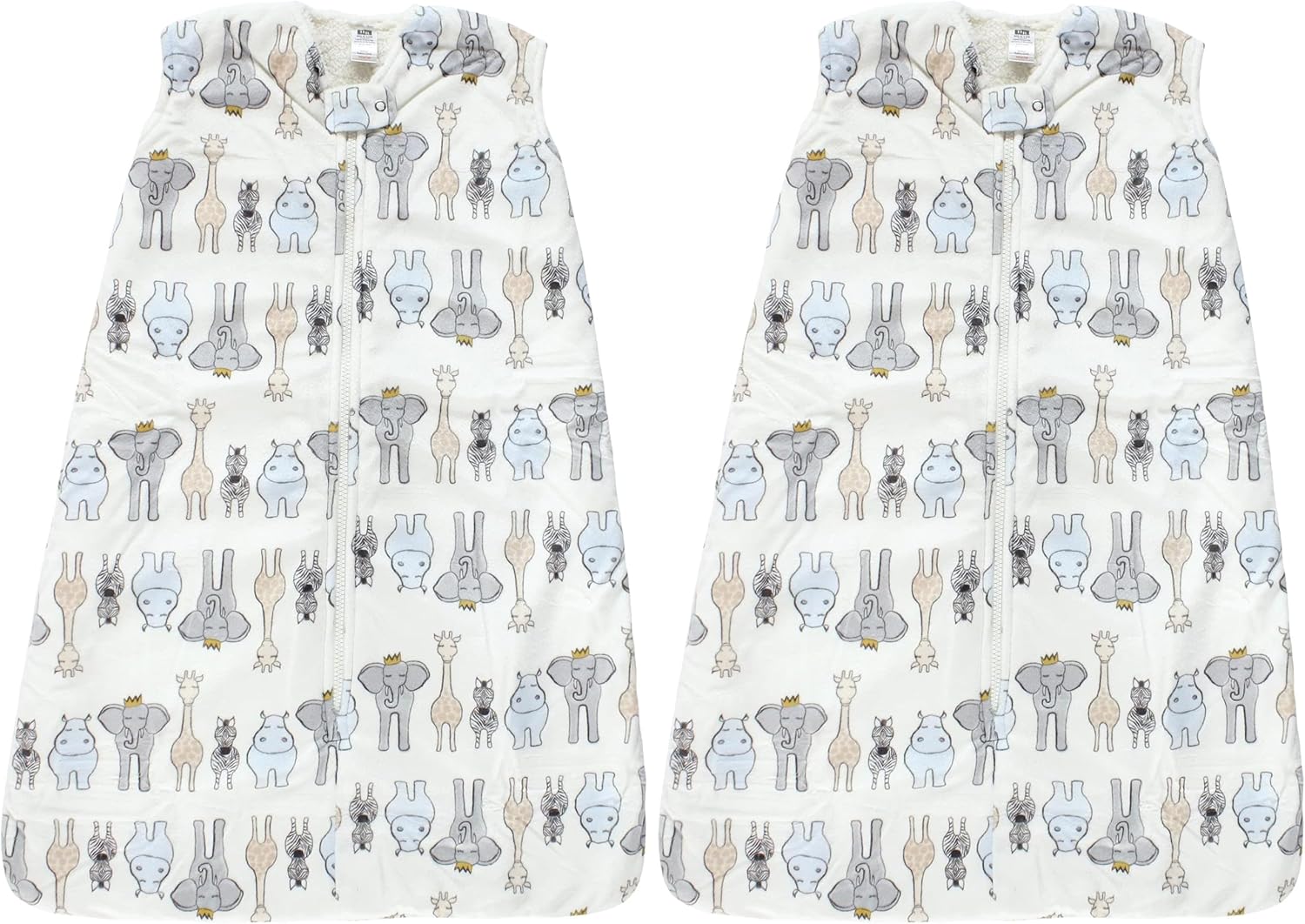 Hudson Baby Unisex Baby Mink with Sherpa Inner Sleeping Bag, Sack, Blanket, Royal Safari, 12-18 Months (Pack of 2)