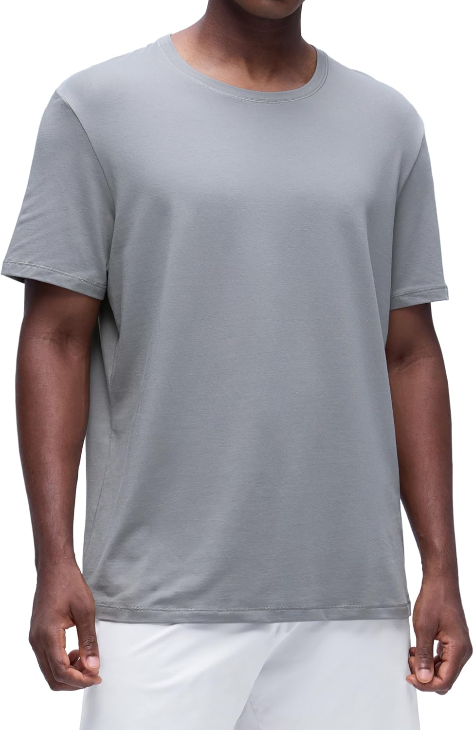 CRZ YOGA Cotton-Blend Athletic Shirts for Men - Short Sleeve Moisture Wicking Soft Workout Casual Tee Tops Basic T-Shirt