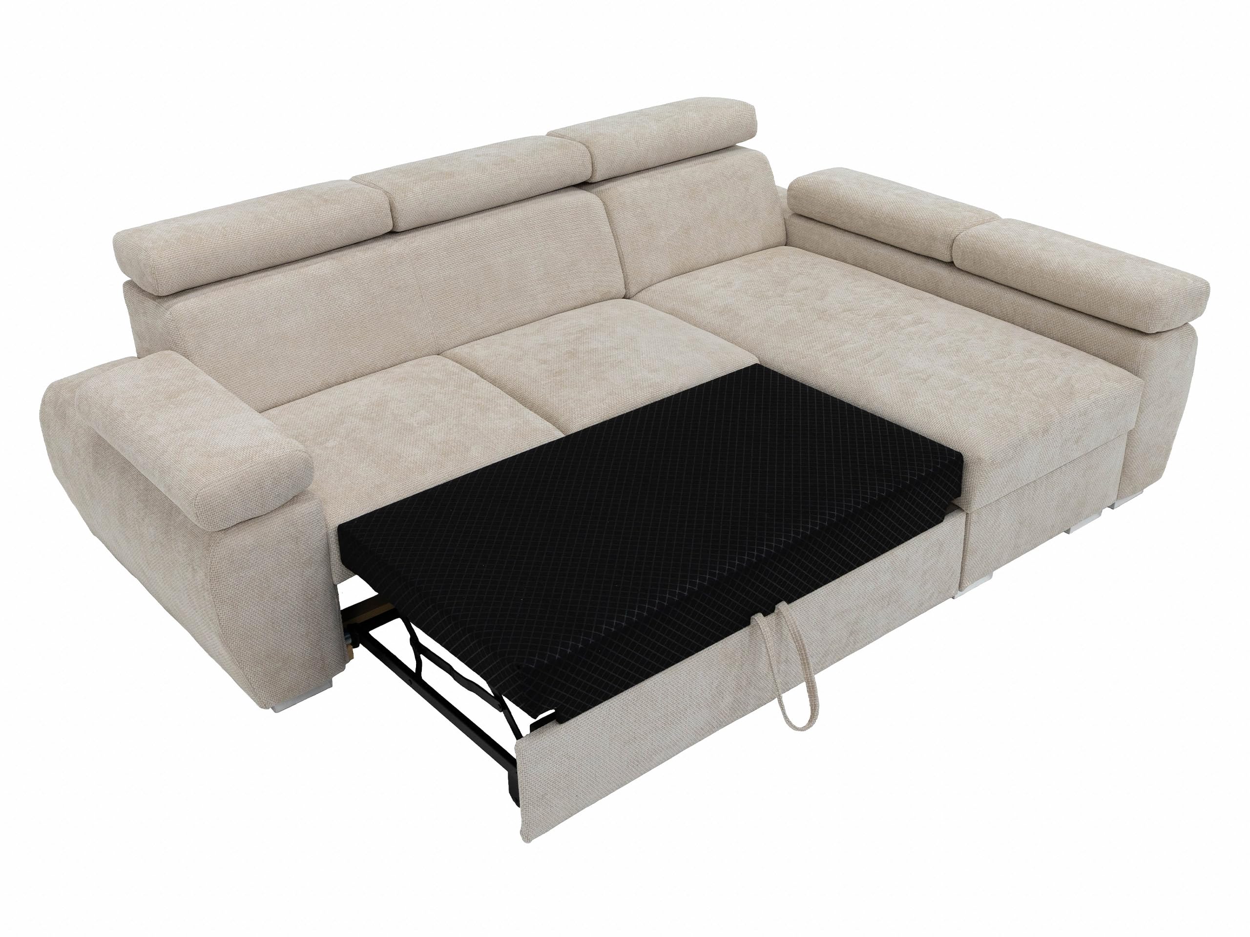 Mirjan24 Ecksofa Boston Mini, Eckcouch mit Schlaffunktion und Bettkasten, Polsterecke mit Einstellbare Kopfstützen, L-Sofa, Polstergarnitur, Wohnlandschaft (Aragon 93, Seite: Links, LC+2r)