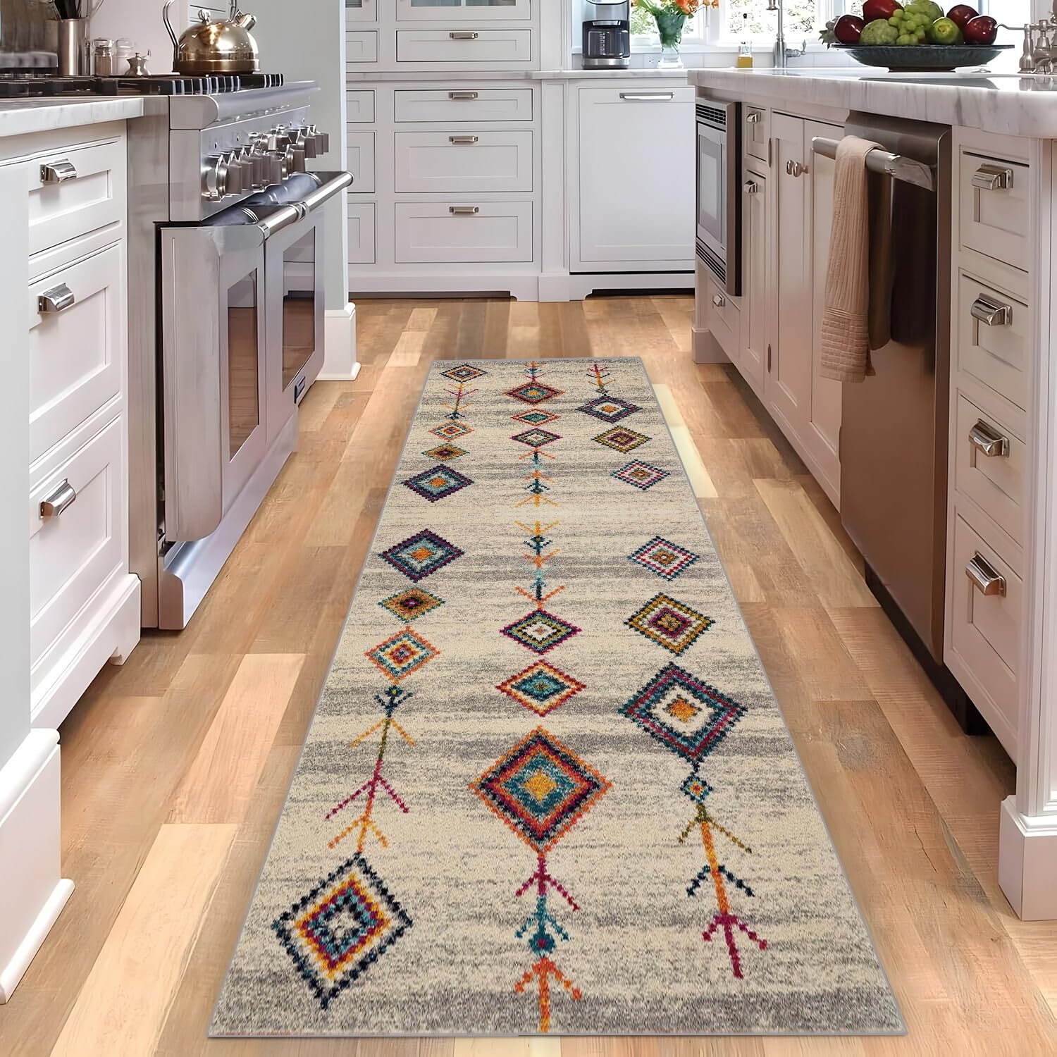 Läufer Teppich Flur Lang küchenläufer Waschbar Vintage 70x150cm | Lang rutschfest Teppichläufer Flurläufer Bunt Für küche Fußmatte Wohnzimmerteppich Schlafzimmer Meterware Dauerhaft