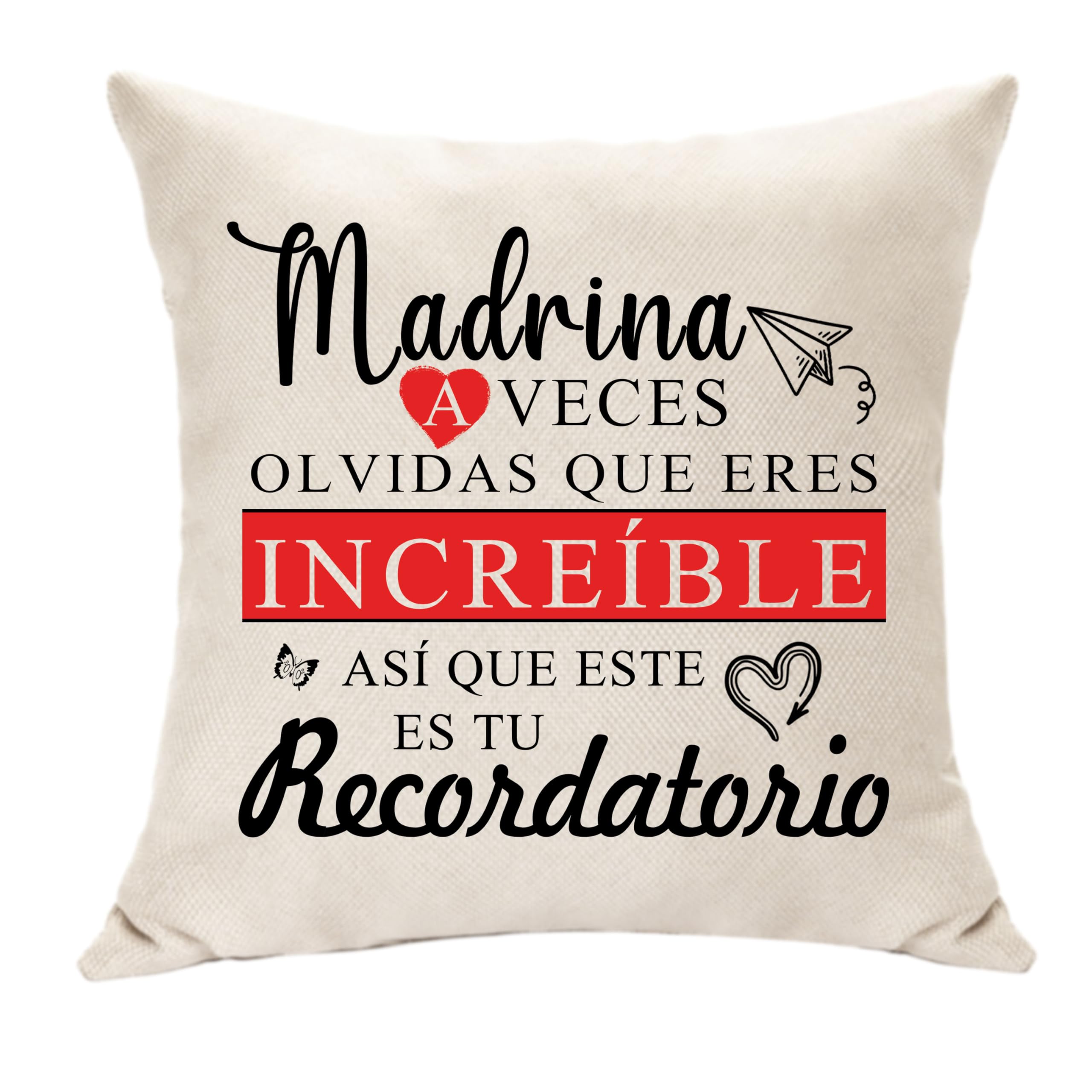 Hasodeo Regalos Originales para Madrina Decorativas de Funda de Cojín Ideas Regalos para Madrina Bautizo Jubilación Eres Increible Madrina Regalo Cojín Decoración 45x45 (Madrina)