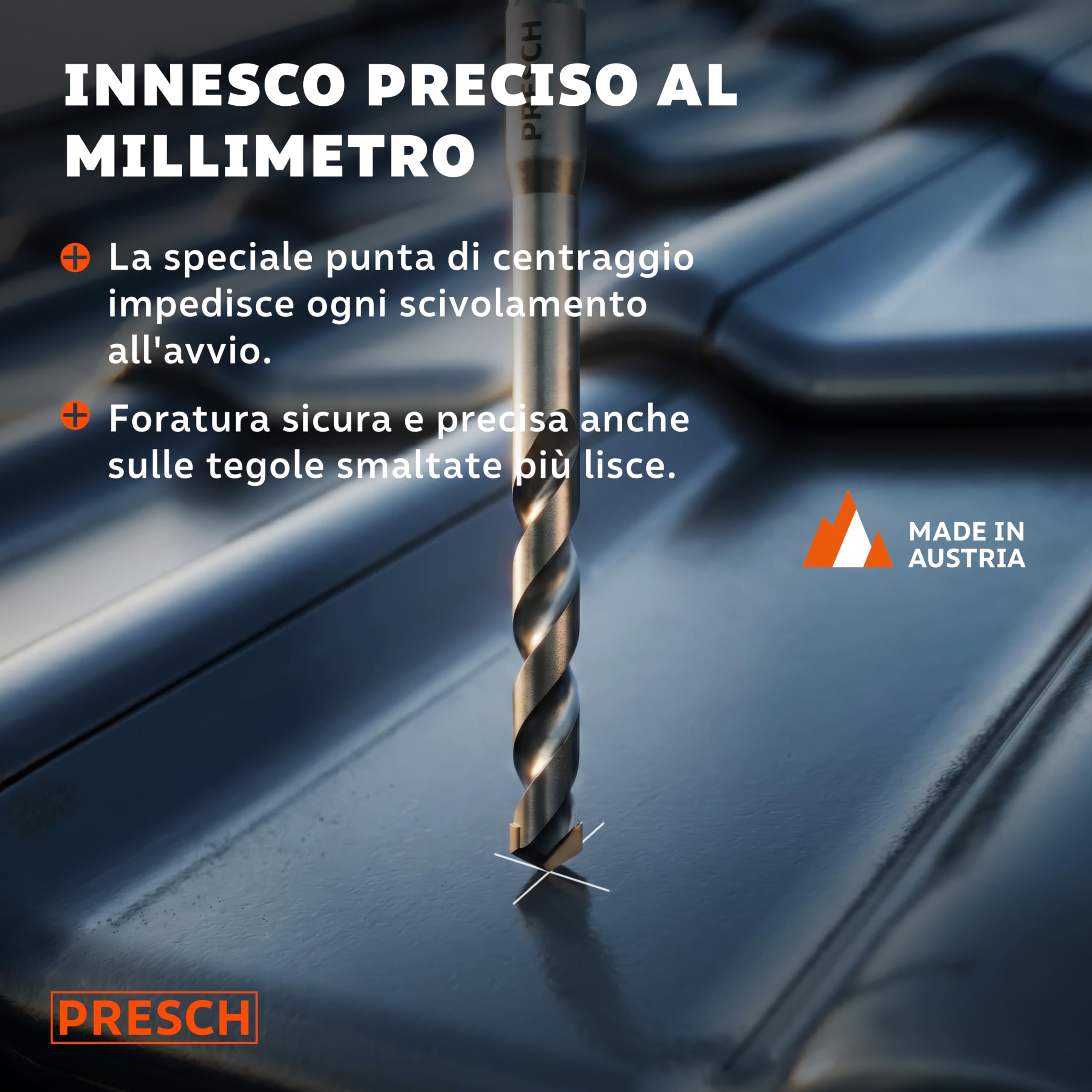 PRESCH Punte per Tegole 5mm (10 pz.) – Fori precisi in tegole dure - Punta con attacco esagonale in metallo duro – Punte per piastrelle estremamente robuste per ceramica, ardesia, granito e marmo