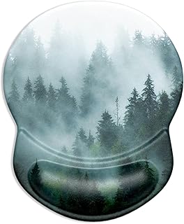 ITNRSIIET Mouse Pad, Ergonomic Mouse Pad with Gel Wrist Rest Support, Gaming Mouse Pad with Lycra Cloth, Non-Slip PU Base for Computer, Laptop, Home, Office & Travel,Fog Forest