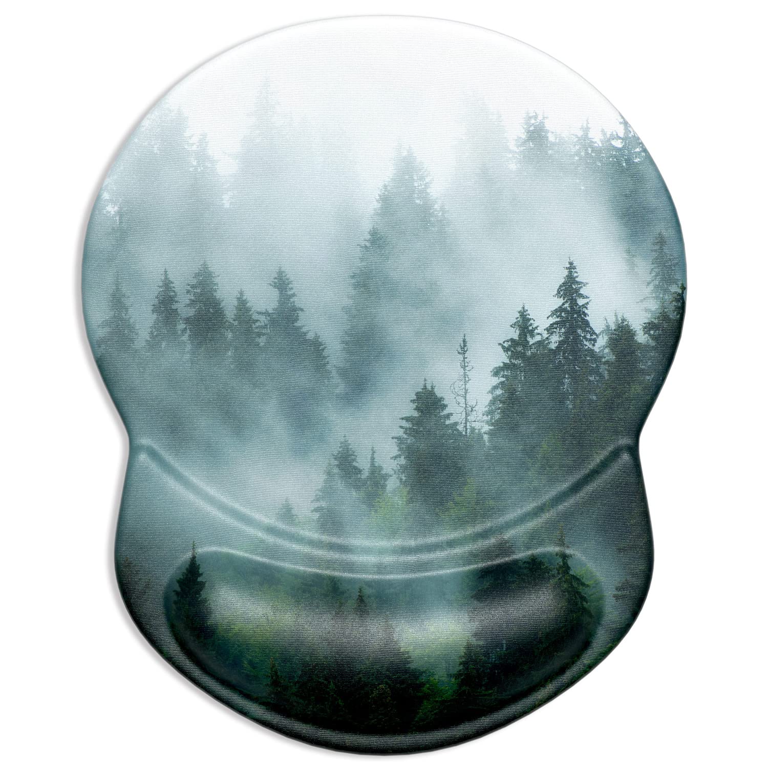 ITNRSIIET Tapis de Souris avec Repose-Poignet en Gel, Confort avec Repose-Poignet Ergonomique, Base en PU antidérapant, pour Ordinateur et Ordinateur Portable, forêt de Brouillard - 1