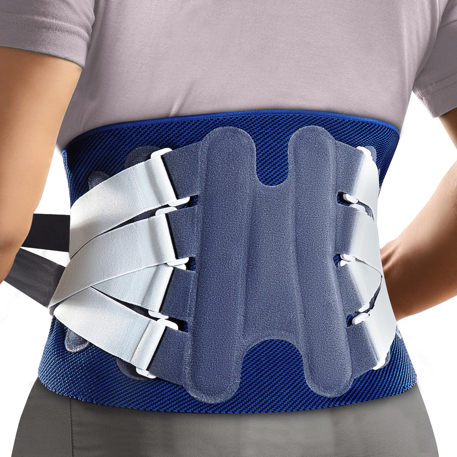 Back Support Brace, Waist Wrap with Spring Stabilizers for Injury, Lumbar Support Belt for Men and women, Ergonomic Design, and Soft Breathable 3D Knit Material, for Herniated Disc, Sciatica (L)