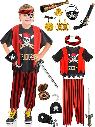 Disfraz de pirata para niños, disfraz de capitán pirata, conjunto de juego para niños y niñas, Halloween, juego de rol, fiesta de máscaras, cosplay disponible en Yaxa El Salvador