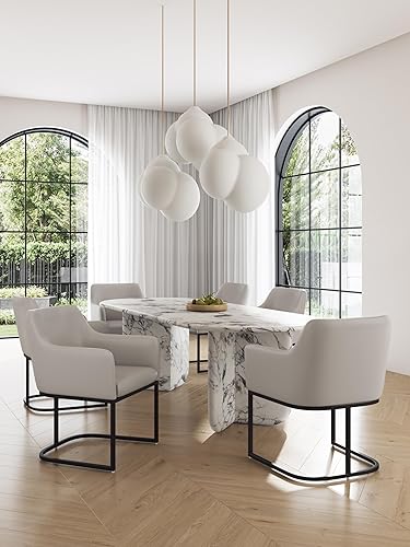 Miniatura 3 de Manhattan Comfort Serena - Silla de comedor de piel sintética de 18.7 pulgadas, color gris claro Gris