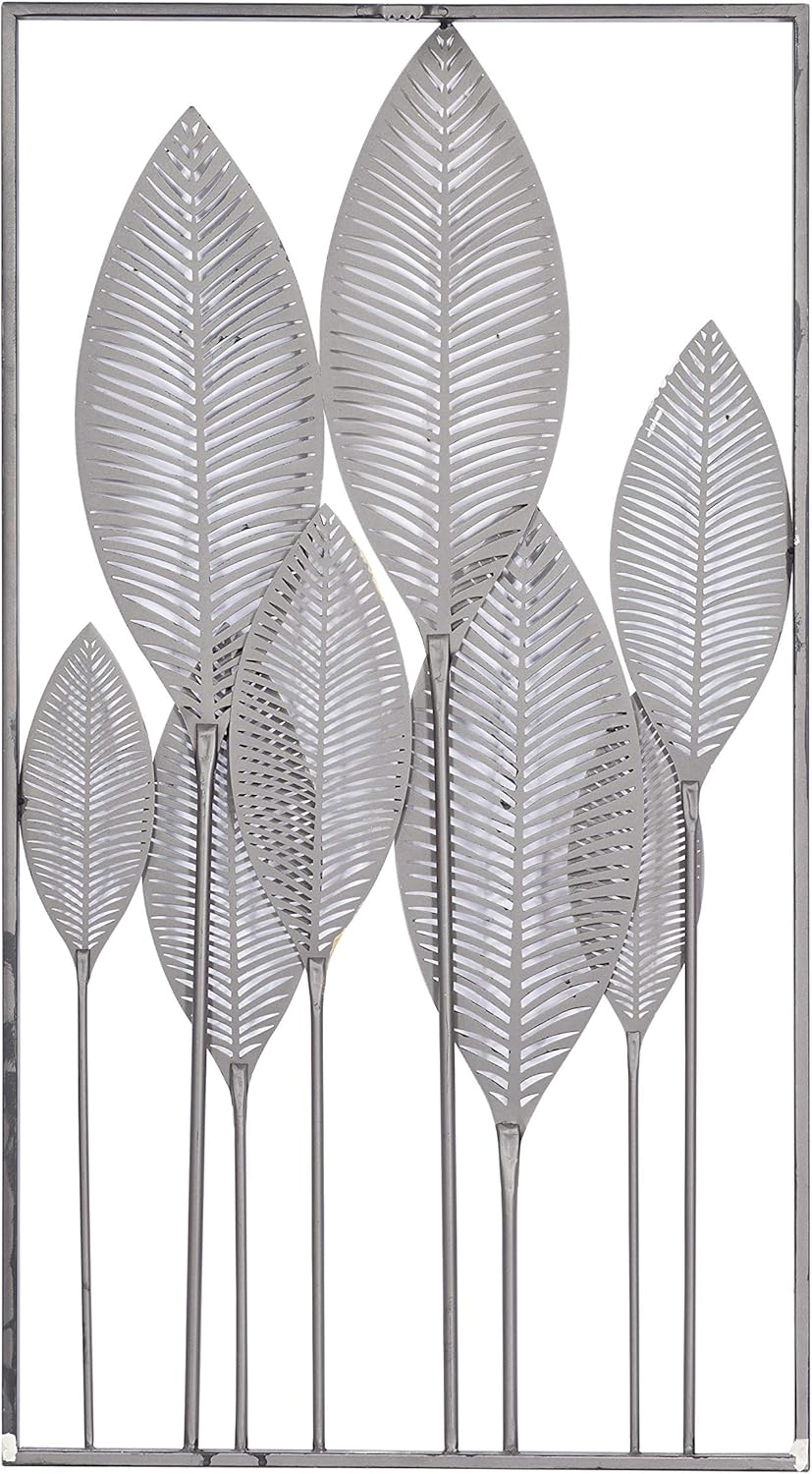 Deco 79 Metal Leaf Home Wall Decor Tall Cut-Out Wall Sculpture with Intricate Laser Cut Designs, Wall Art 59 x 1 x 37, Bronze