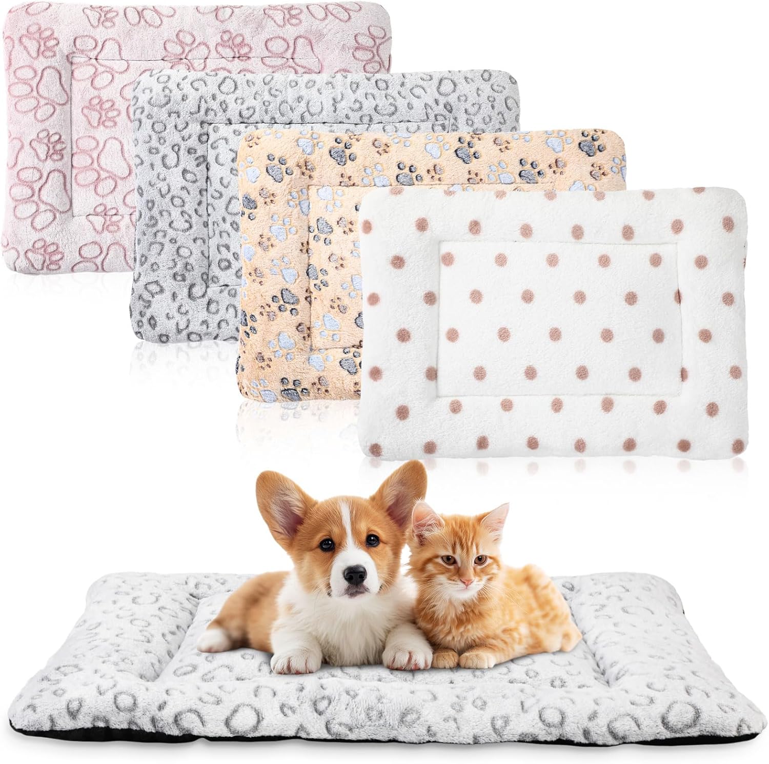4-Pack Ultra Soft Washable Pet Mats for Dogs, Cats & Small Animals (25.6×17.7″) 4-Pack Ultra Soft Washable Pet Mats for Dogs, Cats & Small Animals (25.6×17.7″)