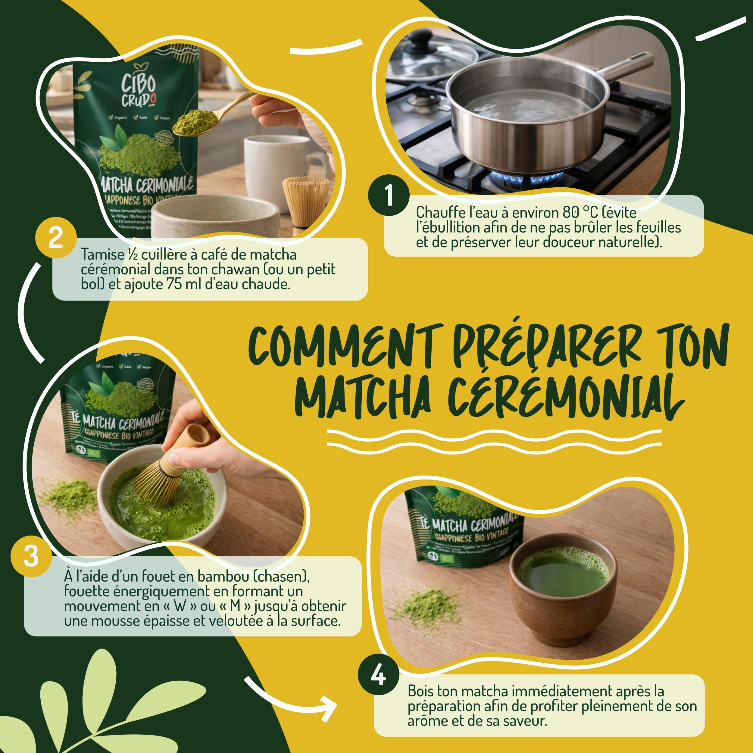 The Matcha Ceremonie Bio du Japon - 100g. Thé Vert Matcha en Poudre pour a Cérémonie du Thé. Te Matcha Bio Japonais Idéal à Boire. Organic Matcha Ceremonial Green Tea Powder.