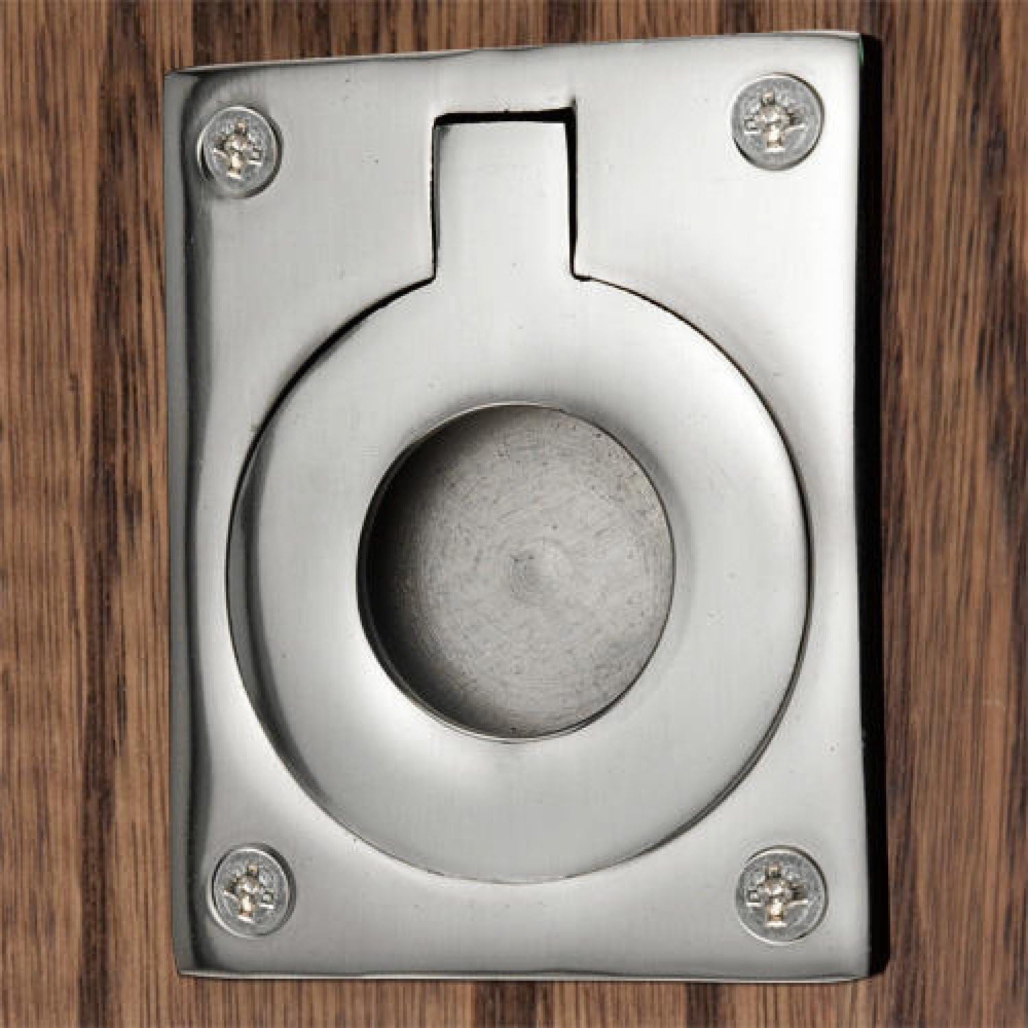 Naiture Large Rectangular Recessed Ring Pull in Chrome Finish