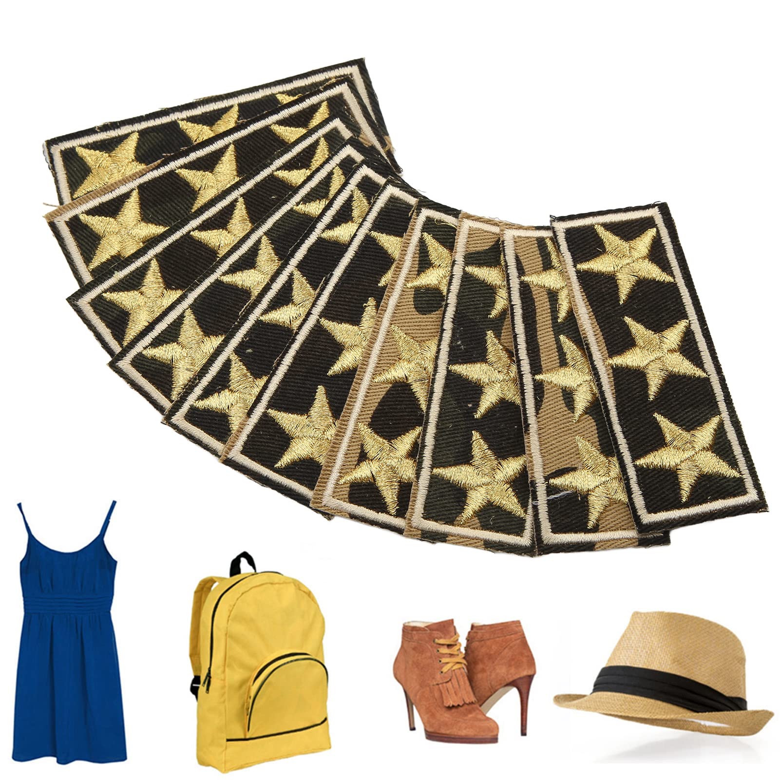 BigKing Toppe per Vestiti Multiuso 10 Pezzi Termoadesive Camouflage Stella a Cinque Punte Che Cattura L'occhio - Ampia Applicazione in Ferro in Cotone Resistente