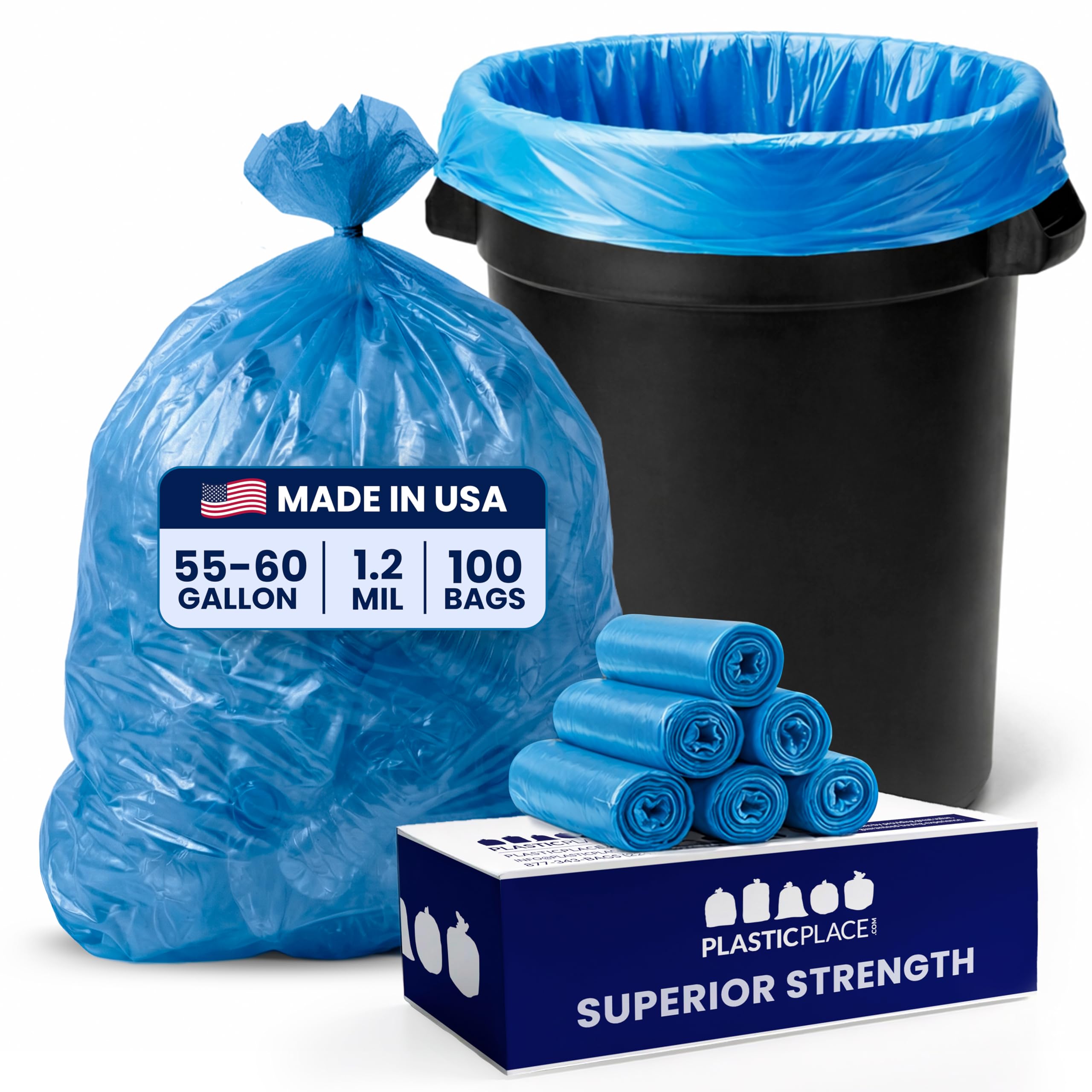 Blue Recyling Bags 38x55 55 Gallon 100/Case 1.2 Mil H-RBL55