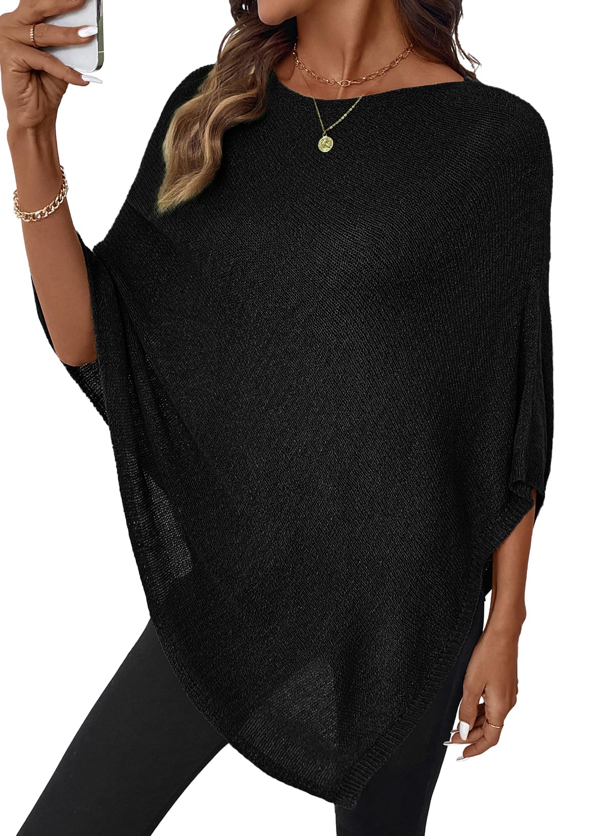 SHEWIN Womens Sheer Knit Poncho Crochet Summer Tops See Through Mesh Spring Sweaters Beach Cover Ups for Women 2026 - 2