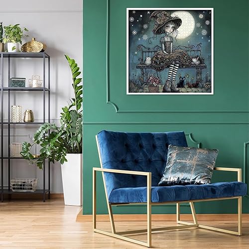 Miniatura 2 de PICKFORU Rompecabezas gótico iluminado por la luna de 1000 piezas, rompecabezas vintage de arte oscuro para adultos, lindo rompecabezas de póster