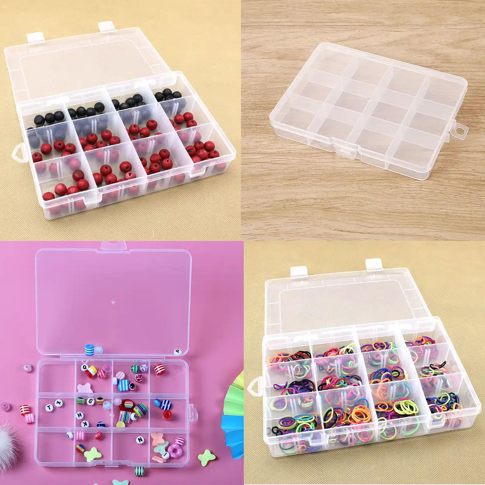 Contenitore multiuso con 12 scomparti per perline e strass, con materiali robusti, organizer per perline da costruzione, per artigianato