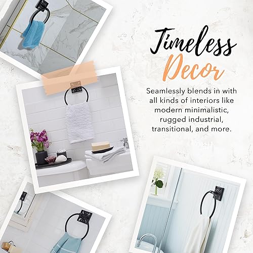 Miniatura 7 de Autumn Alley Toallero de baño  Toallero de mano negro mate  Moderno soporte de pared para baño y cocina, moderno y único juego de accesorios de baño