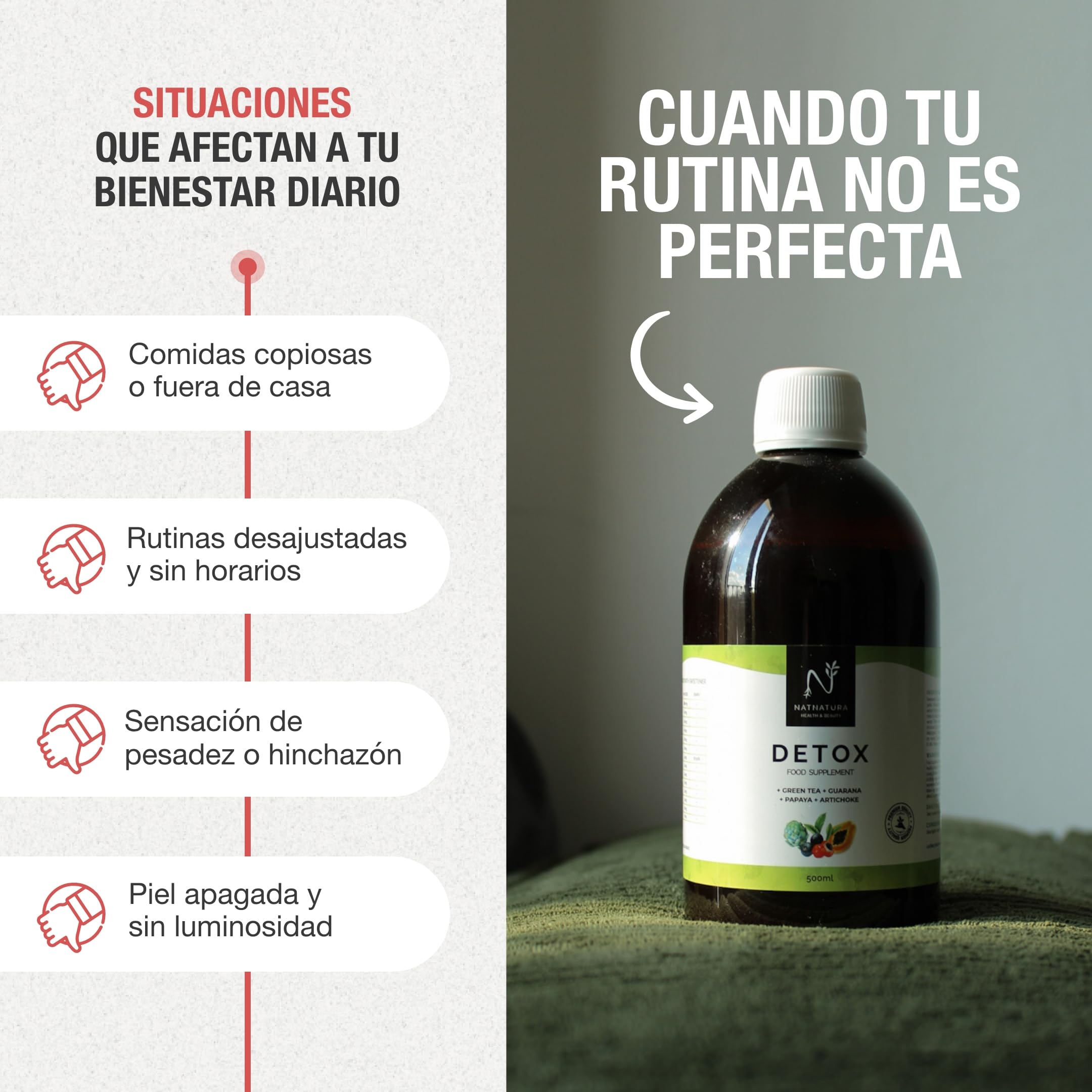 Detox Jarabe con extractos de plantas 500 ml | Sabor frutos rojos | Complemento alimenticio líquido | Vegano y sin gluten | Natnatura Health & Beauty