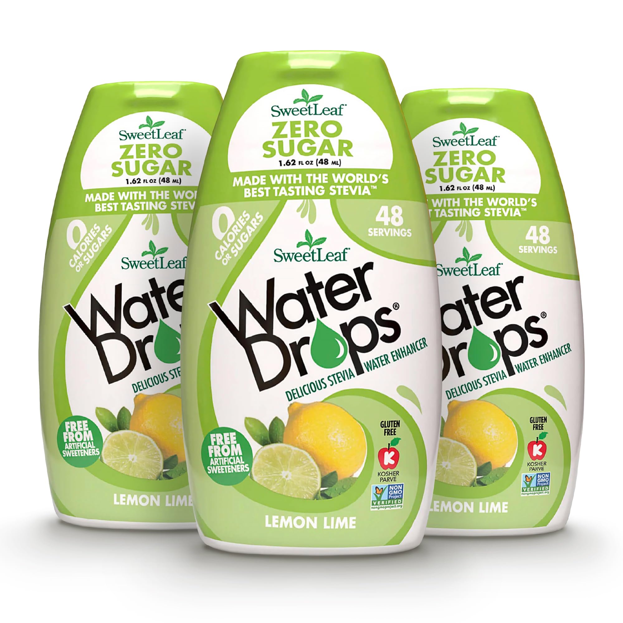 SweetLeaf Water Flavoring Drops- Stevia Water Enhancer, Sugar Free, Zero Calorie Water Additive for Flavor, Contains Monk Fruit Extract, Gluten Free, Keto Friendly - Lemon Lime, 1.62 Fl Oz (Pack of 3)