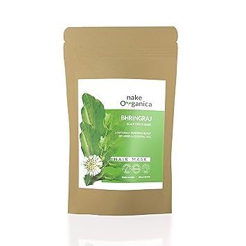 Nake Organica Bringraj Scalp Detox Mask - Strengthens Hair Roots | Smooths the Hair Shaft | control hair fall and strengthen roots with powder hair mask | Men & Women | 200gm