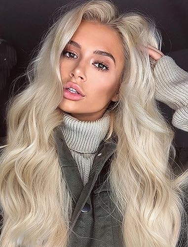 Miniatura 9 de EALGA Pelucas de encaje frontal rosa para mujer, cabello sintético largo natural ondulado pelucas de encaje para mujer, peluca de cabello rosa para