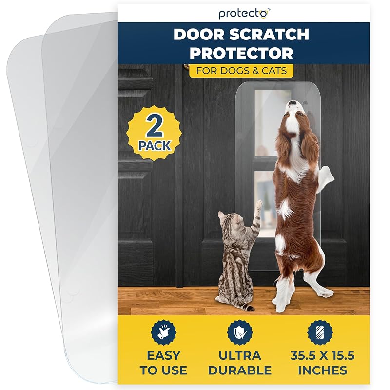 Protetor de Porta para Cães e Gatos contra Arranhões em Policarbonato Transparente PROTECTO — Pacote com 2