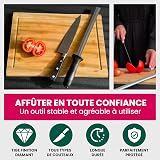 Elyrona - Fusil a aiguiser diamant professionnel 25 cm - aiguiseur couteaux pro - affuteur de couteaux plus efficace que pierre a aiguiser - fusil diamant compatible tous couteaux de cuisine - 5